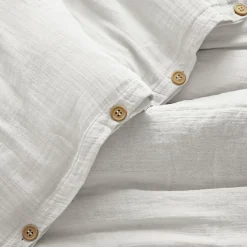 Housse De Couette|EMINZA Housse de couette gaze de coton (260 x 240 cm) Gaïa chantilly Blanc