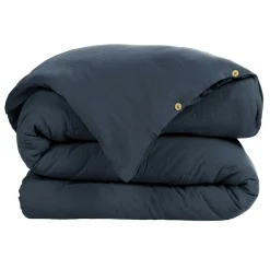 Housse De Couette|EMINZA Housse de couette gaze de coton (240 x 220 cm) Gaïa Bleu nuit