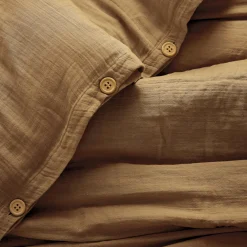 Housse De Couette|EMINZA Housse de couette gaze de coton (140 x 200 cm) Gaïa Camel