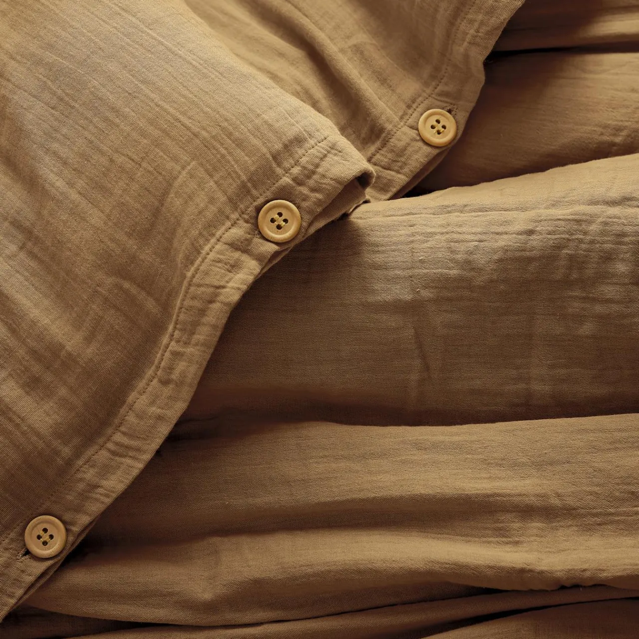 Housse De Couette|EMINZA Housse de couette gaze de coton (140 x 200 cm) Gaïa Camel