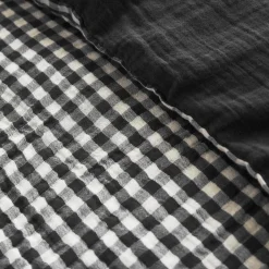 Housse De Couette|EMINZA Housse de couette gaze de coton (280 x 240 cm) Gaïa Vichy noir