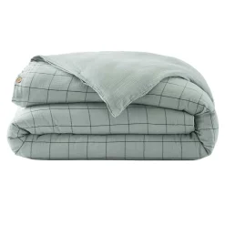 Housse De Couette|EMINZA Housse de couette gaze de coton (240 x 220 cm) Gaïa Match Vert Eucalyptus