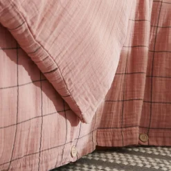 Housse De Couette|EMINZA Housse de couette gaze de coton (200 x 200 cm) Gaïa Match Rose Pêche