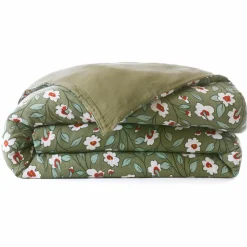 Housse De Couette|EMINZA Housse de couette gaze de coton (200 x 200 cm) Gaïa Marguerite Vert Romarin