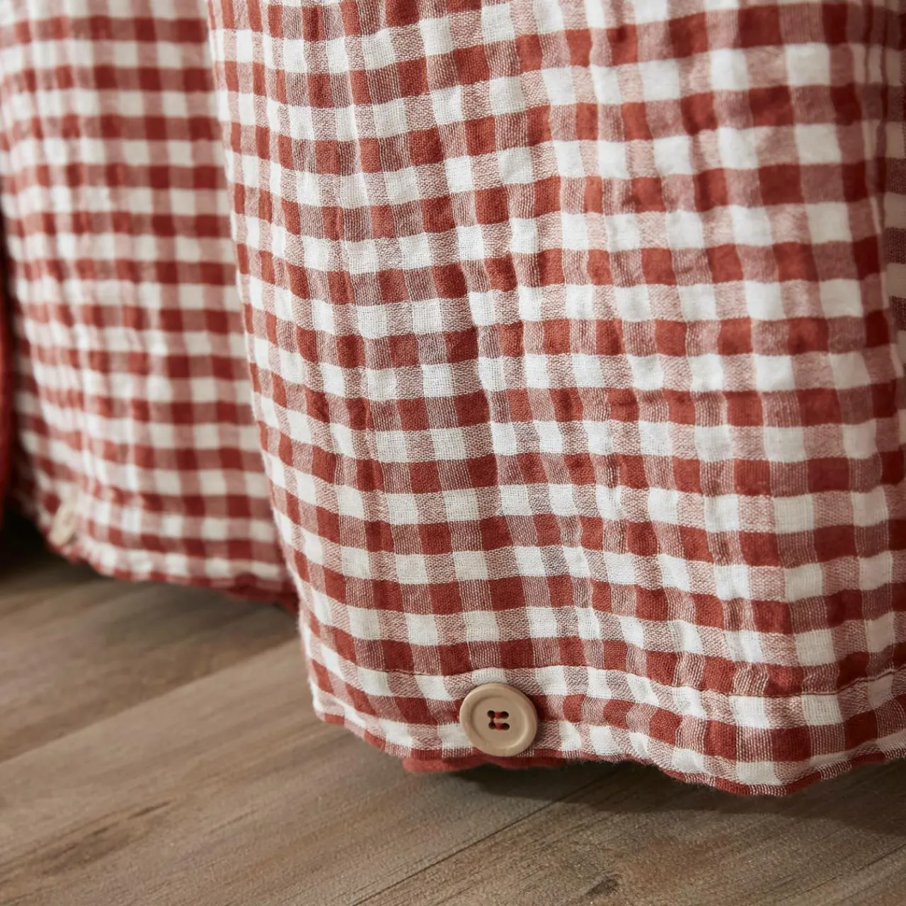 Housse De Couette|EMINZA Housse de couette gaze de coton (200 x 200 cm) Gaïa vichy Terracotta
