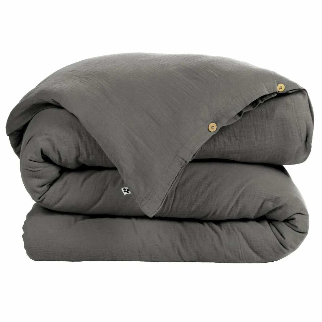 Housse De Couette|EMINZA Housse de couette gaze de coton (280 x 240 cm) Gaïa Gris granit Gris foncé