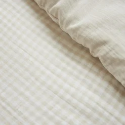Housse De Couette|EMINZA Housse de couette gaze de coton (260 x 240 cm) Gaïa vichy Beige