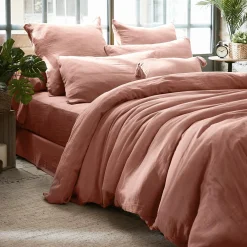 Housse De Couette|EMINZA Housse de couette gaze de coton (200 x 200 cm) Gaïa Rose Pêche