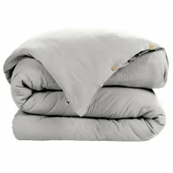 Housse De Couette|EMINZA Housse de couette gaze de coton (200 x 200 cm) Gaïa Gris nuage Gris clair