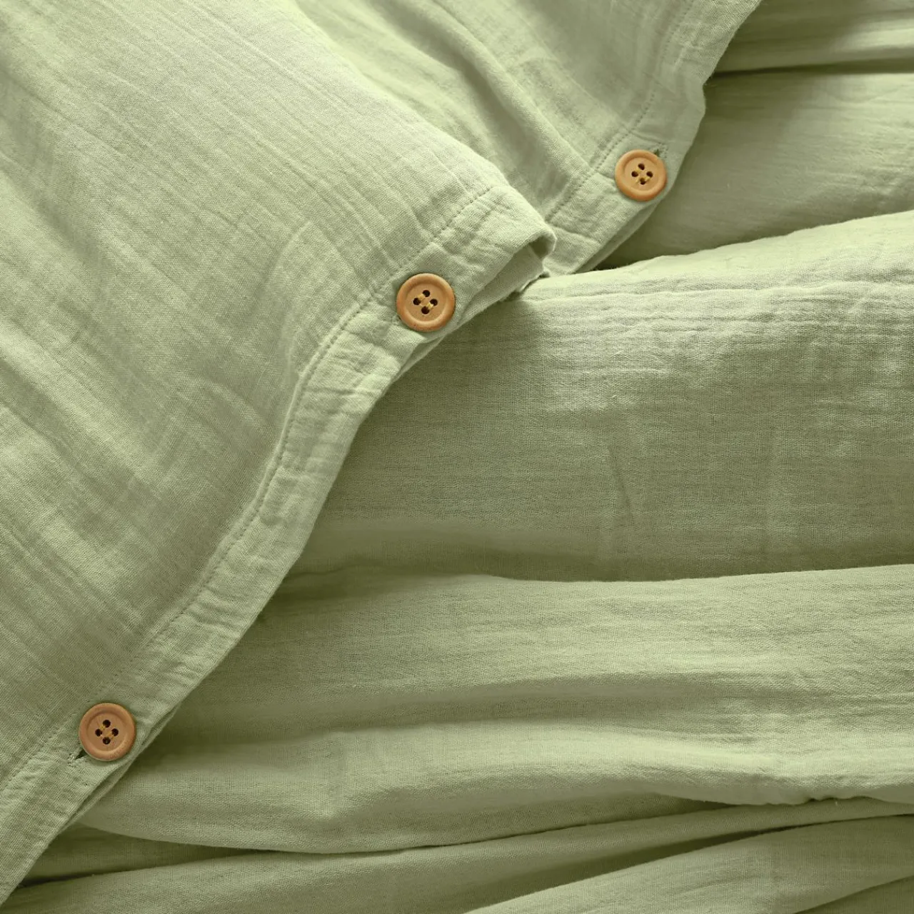 Housse De Couette|EMINZA Housse de couette gaze de coton (140 x 200 cm) Gaïa Vert tilleul