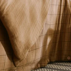 Housse De Couette|EMINZA Housse de couette gaze de coton (140 x 200 cm) Gaïa Match Camel
