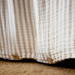 Housse De Couette|EMINZA Housse de couette gaze de coton (140 x 200 cm) Gaïa rayures Ficelle Rayure Ficelle