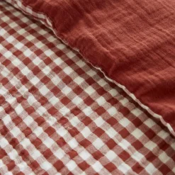 Housse De Couette|EMINZA Housse de couette gaze de coton (140 x 200 cm) Gaïa vichy Terracotta