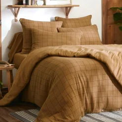Housse De Couette|EMINZA Housse de couette gaze de coton (240 x 220 cm) Gaïa Match Camel