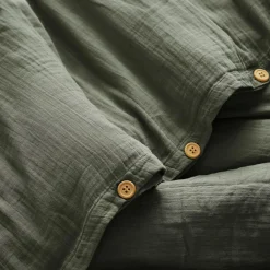 Housse De Couette|EMINZA Housse de couette gaze de coton (280 x 240 cm) Gaïa Vert romarin