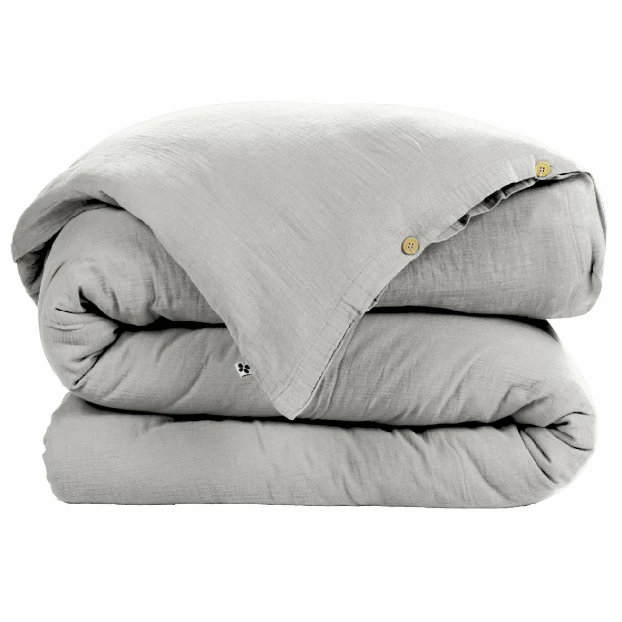 Housse De Couette|EMINZA Housse de couette gaze de coton (260 x 240 cm) Gaïa Gris nuage Gris clair