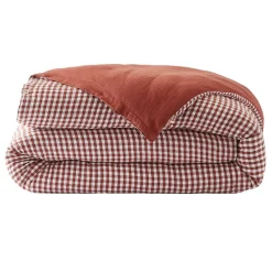 Housse De Couette|EMINZA Housse de couette gaze de coton (240 x 220 cm) Gaïa vichy Terracotta