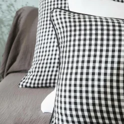 Housse De Couette|EMINZA Housse de couette gaze de coton (260 x 240 cm) Gaïa Vichy noir