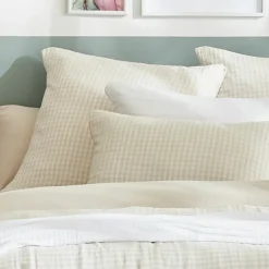 Housse De Couette|EMINZA Housse de couette gaze de coton (240 x 220 cm) Gaïa vichy Beige