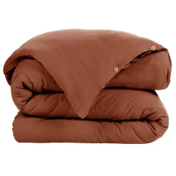 Housse De Couette|EMINZA Housse de couette gaze de coton (240 x 220 cm) Gaïa Terracotta