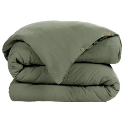 Housse De Couette|EMINZA Housse de couette gaze de coton (140 x 200 cm) Gaïa Vert romarin