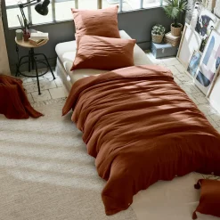 Housse De Couette|EMINZA Housse de couette gaze de coton (140 x 200 cm) Gaïa Terracotta