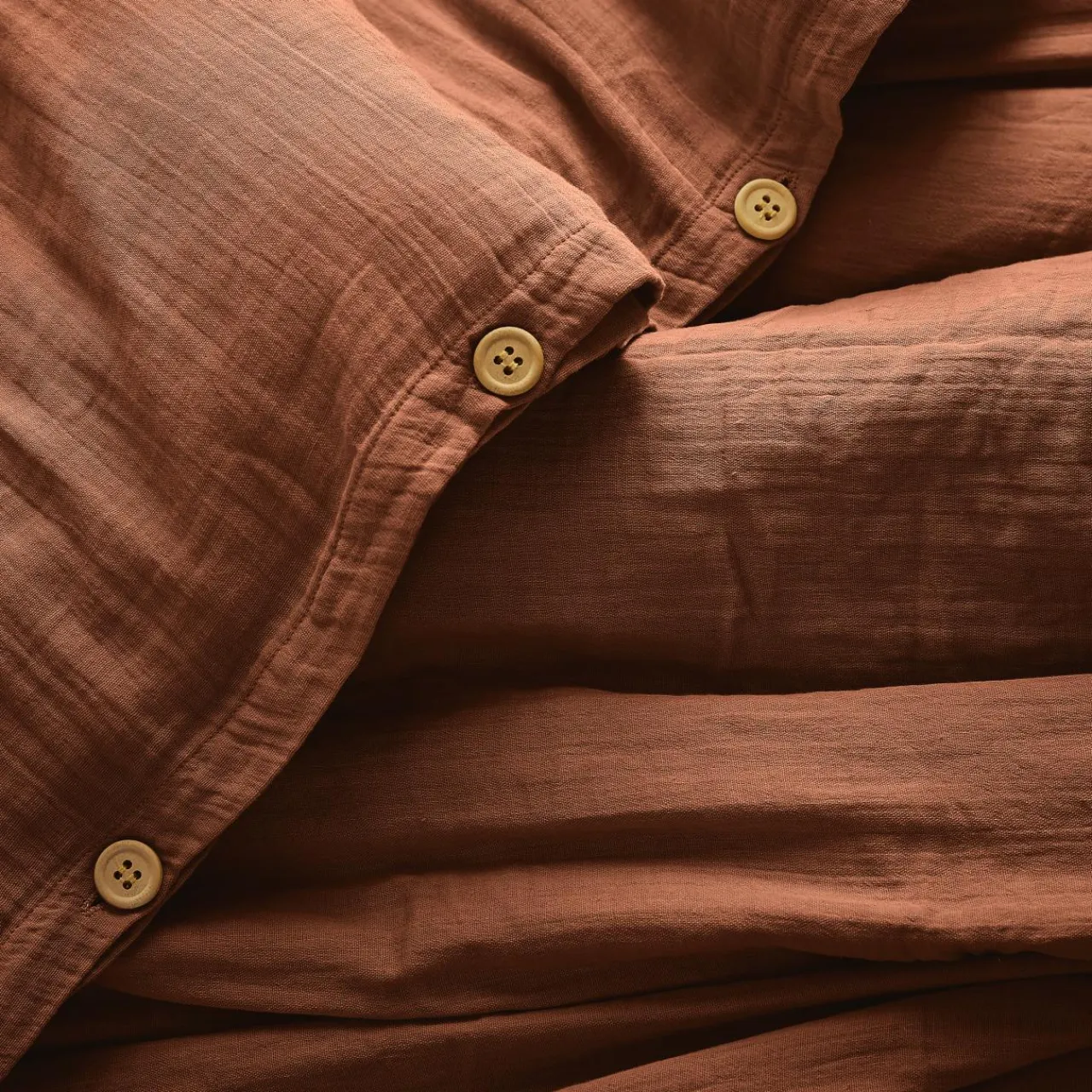 Housse De Couette|EMINZA Housse de couette gaze de coton (140 x 200 cm) Gaïa Terracotta