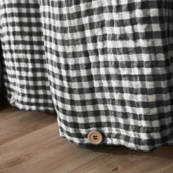 Housse De Couette|EMINZA Housse de couette gaze de coton (240 x 220 cm) Gaïa Vichy noir