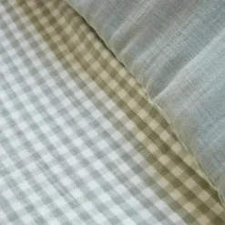 Housse De Couette|EMINZA Housse de couette gaze de coton (200 x 200 cm) Gaïa vichy Vert Eucalyptus