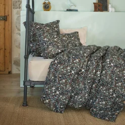 Housse De Couette|EMINZA Housse de couette gaze de coton (140 x 200 cm) Constance Bleu nuit