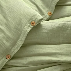Housse De Couette|EMINZA Housse de couette gaze de coton (260 x 240 cm) Gaïa Vert tilleul