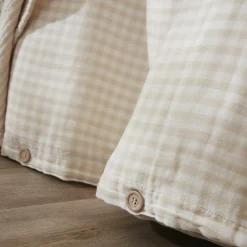 Housse De Couette|EMINZA Housse de couette gaze de coton (140 x 200 cm) Gaïa vichy Beige