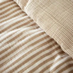 Housse De Couette|EMINZA Housse de couette gaze de coton (200 x 200 cm) Gaïa rayures Ficelle Rayure Ficelle