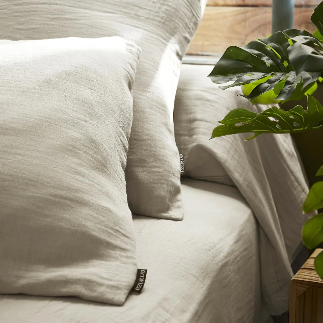 Housse De Couette|EMINZA Housse de couette gaze de coton (260 x 240 cm) Gaïa pampa Beige