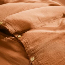 Housse De Couette|EMINZA Housse de couette gaze de coton (240 x 220 cm) Gaïa Abricot