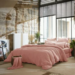 Housse De Couette|EMINZA Housse de couette gaze de coton (240 x 220 cm) Gaïa Rose Pêche