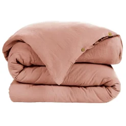 Housse De Couette|EMINZA Housse de couette gaze de coton (140 x 200 cm) Gaïa Rose Pêche