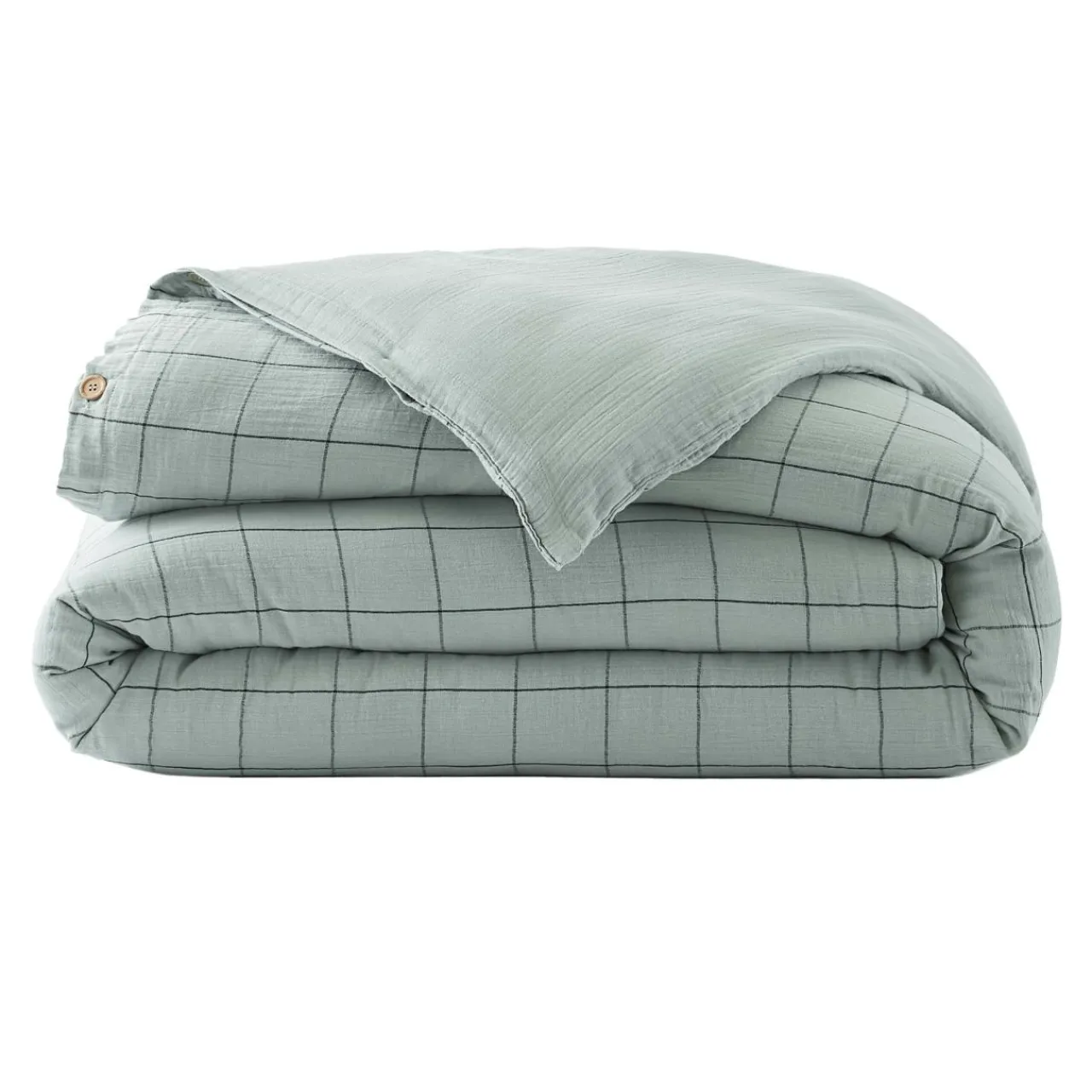 Housse De Couette|EMINZA Housse de couette gaze de coton (200 x 200 cm) Gaïa Match Vert Eucalyptus