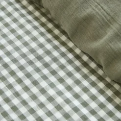 Housse De Couette|EMINZA Housse de couette gaze de coton (280 x 240 cm) Gaïa vichy Vert romarin Vichy romarin