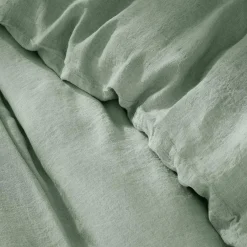 Housse De Couette|EMINZA Housse de couette lin lavé (260 x 240 cm) Louise Vert Eucalyptus