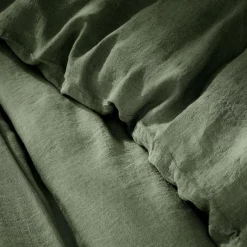 Housse De Couette|EMINZA Housse de couette lin lavé (240 x 220 cm) Louise Vert romarin