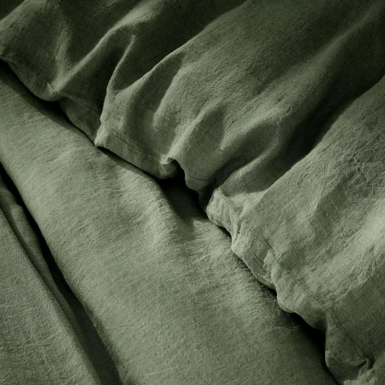 Housse De Couette|EMINZA Housse de couette lin lavé (260 x 240 cm) Louise Vert romarin