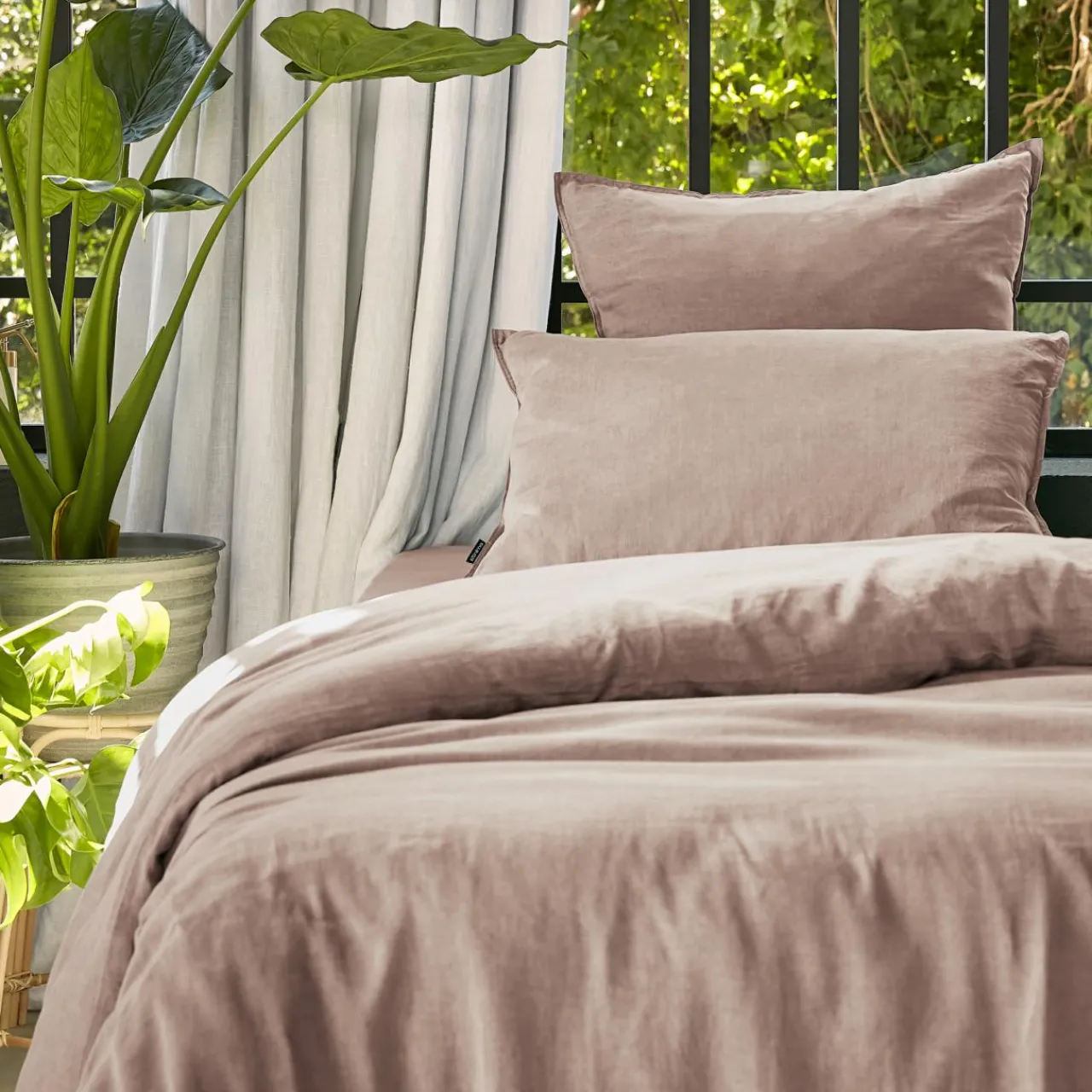 Parure De Lit|Housse De Couette|EMINZA Housse de couette lyocell Tencel™ lavé (140 x 200 cm) Olivia blush Rose