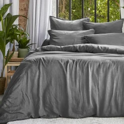 Parure De Lit|Housse De Couette|EMINZA Housse de couette lyocell Tencel™ lavé (240 x 220 cm) Olivia granit Gris