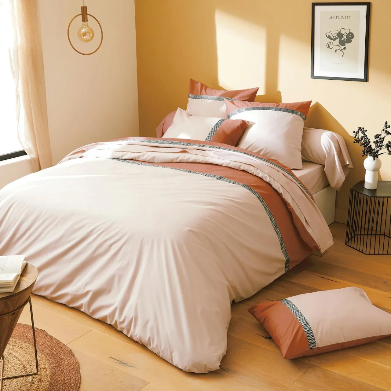 Housse De Couette|TRADILINGE Housse de couette percale de coton (200 x 200 cm) Macassar Cognac