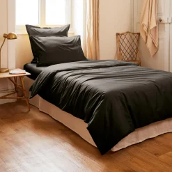 Housse De Couette|EMINZA Housse de couette percale de coton (140 x 200 cm) Cali e Noir