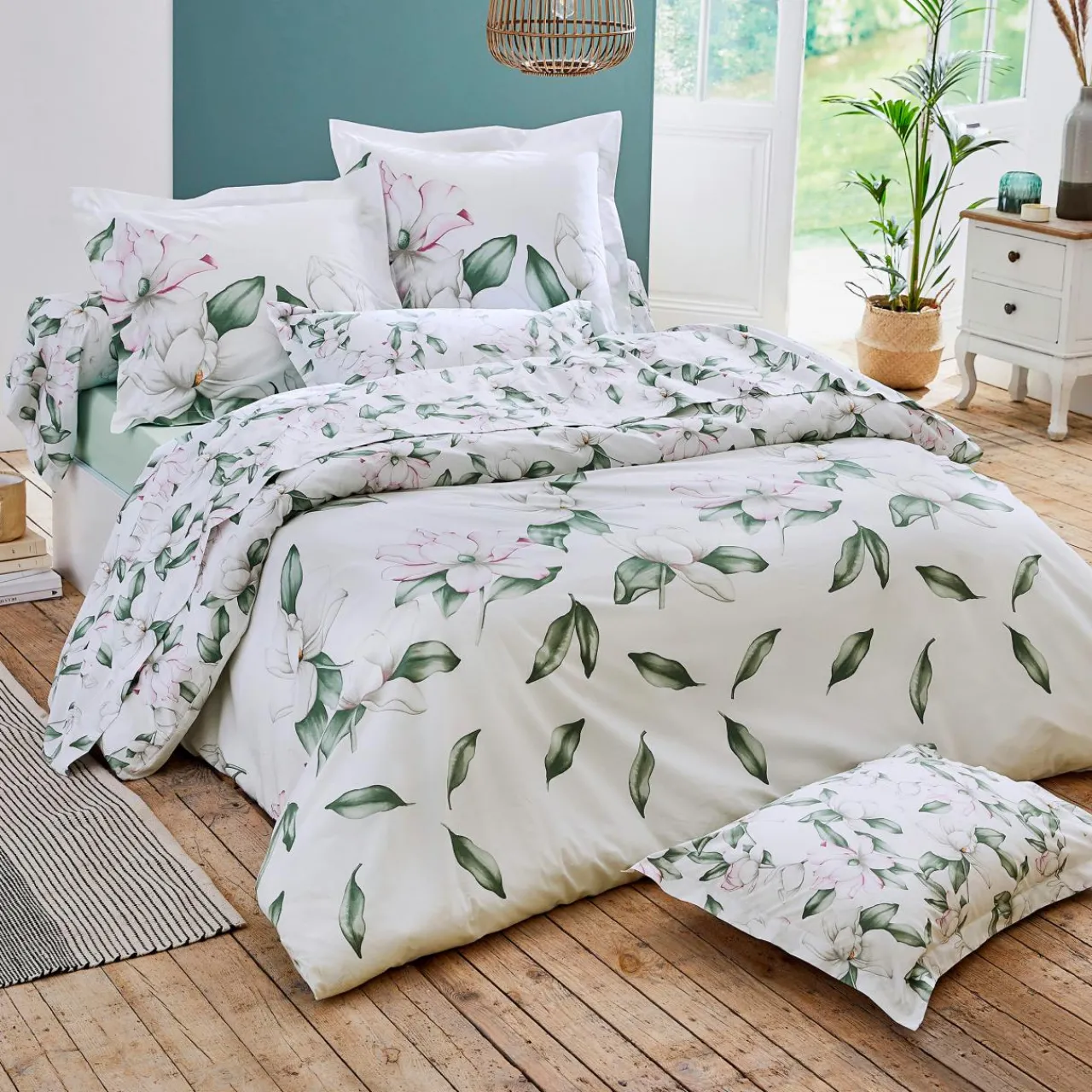 Housse De Couette|TRADILINGE Housse de couette percale de coton (240 x 220 cm) Magnolia sauge Vert