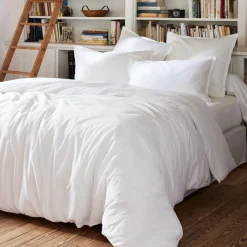 Housse De Couette|EMINZA Housse de couette percale de coton (240 x 220 cm) Cali he Blanc