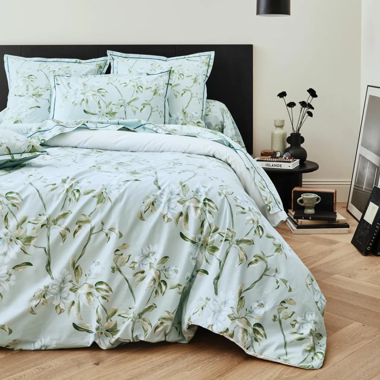 Housse De Couette|TRADILINGE Housse de couette percale de coton (240 x 220 cm) Eléna Nil e Vert