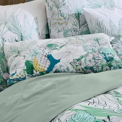 Housse De Couette|TRADI LINGE Housse de couette percale de coton (140 x 200 cm) Bali e Vert